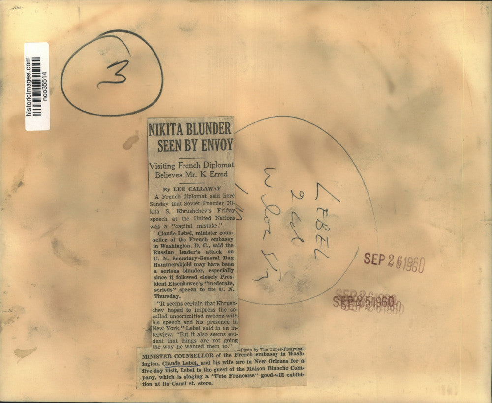 1960 Press Photo Minister Counselor Claude Lebel of French Embassy & his wife