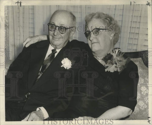 1960 Press Photo Mr & Mrs Hector LeBlanc at 50th anniversary in New Orleans- Historic Images