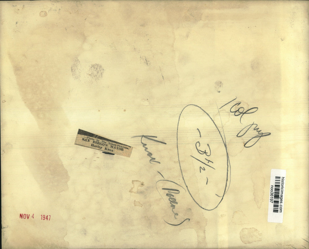 1947 Press Photo San Diego's Mayor Harley Knox - noo36197