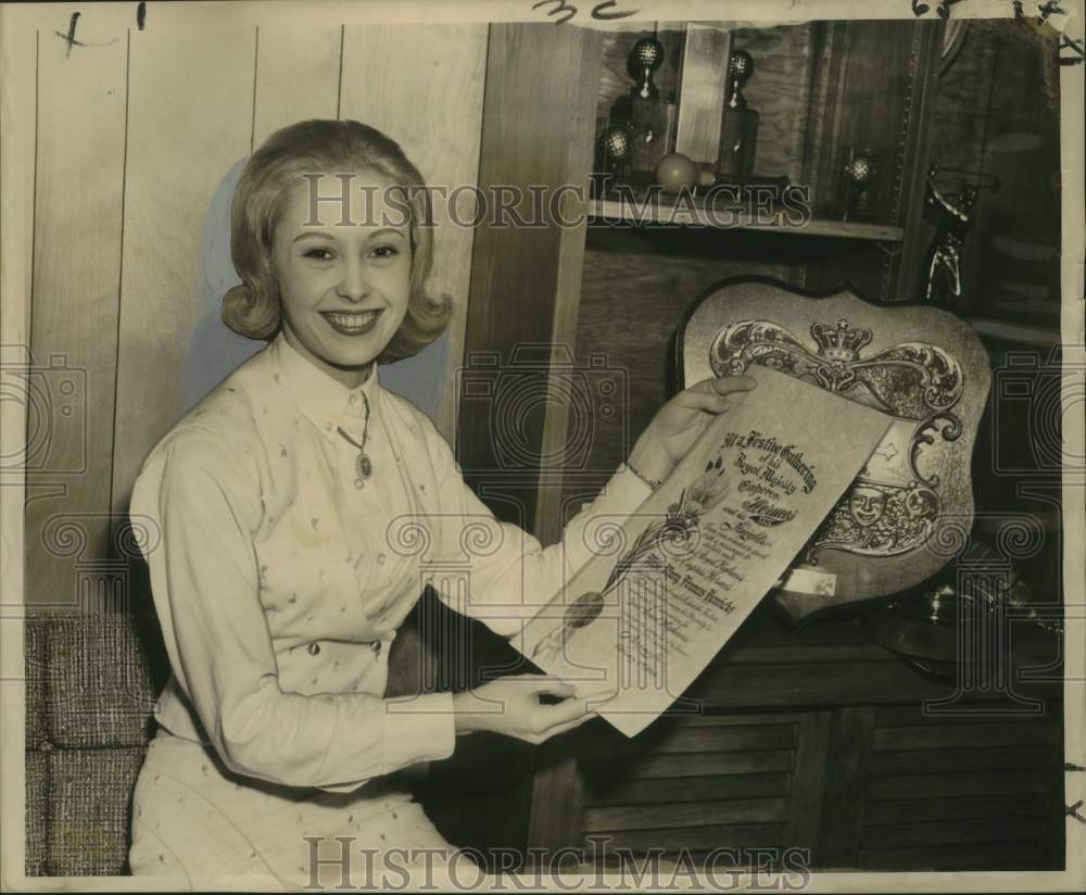 1964 Press Photo Miss Mary Frances Hendricks, he Empress of Hermes - noo36811- Historic Images