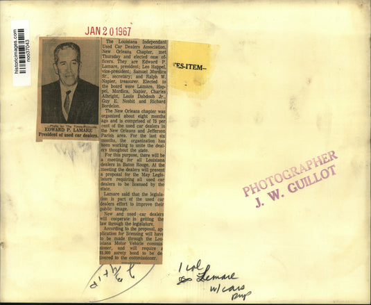 1967 Press Photo Officers of Louisiana Independent Used Car Dealer Association