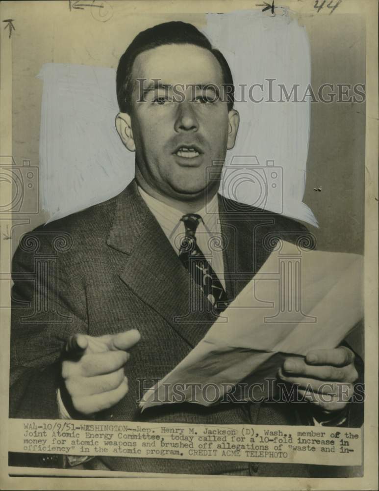 Load image into Gallery viewer, 1951 Press Photo Representative Henry M. Jackson- Joint Atomic Energy Committee
