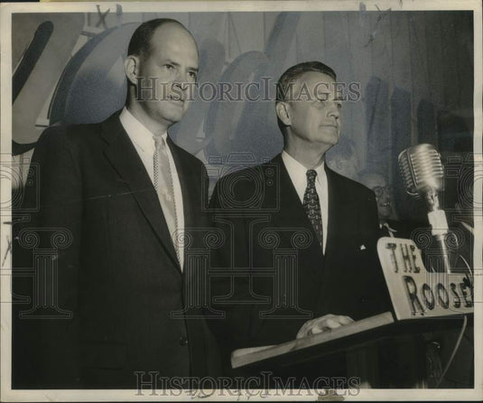 1954 Press Photo George Dinwiddle, James Jewell at Light's Diamond Jubilee Event- Historic Images