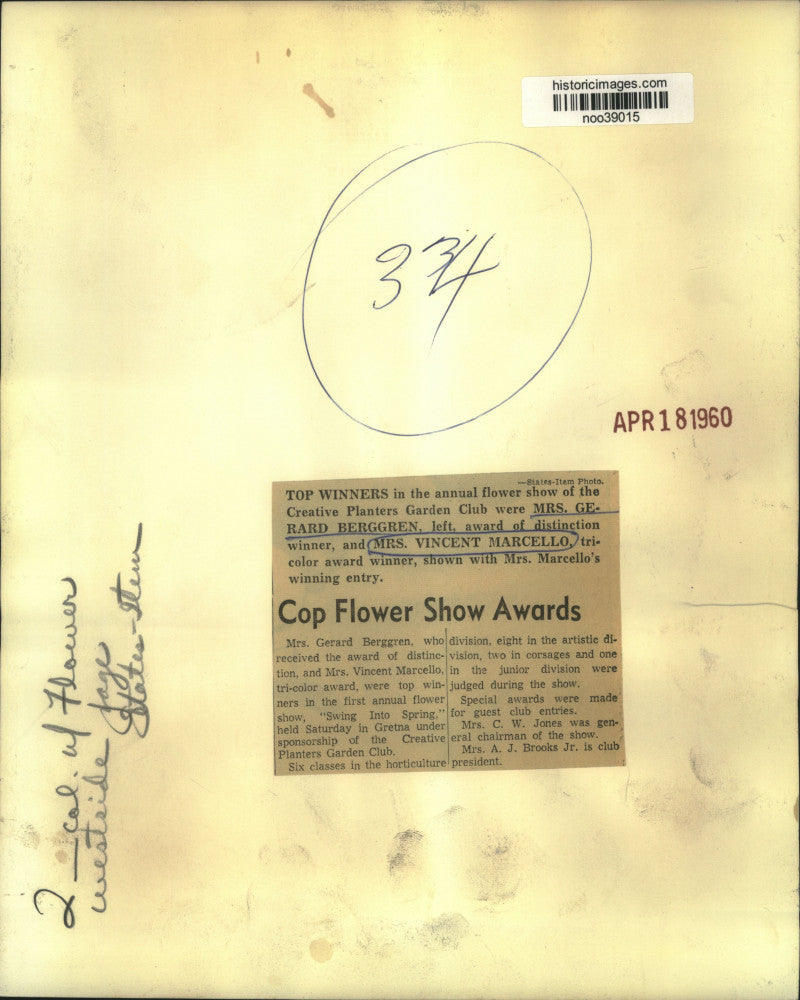 Load image into Gallery viewer, 1960 Press Photo Creative Planters Garden Club Winners-Mrs. Berggren &amp; Marcello
