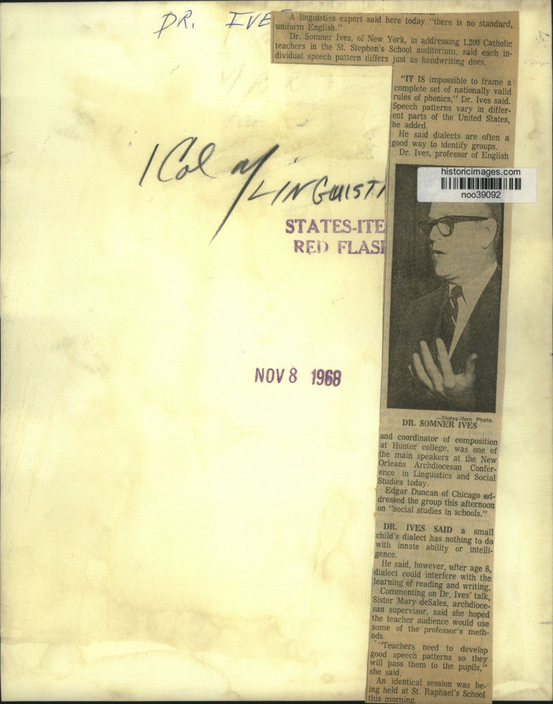 1968 Press Photo New Orleans-Dr. Somner Ives addresses St. Stephen's teachers