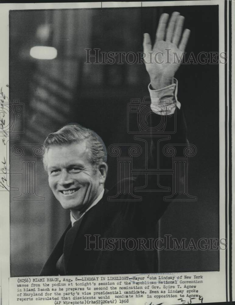 1968 Press Photo Mayor John Lindsay of New York in Miami Beach - noo39136