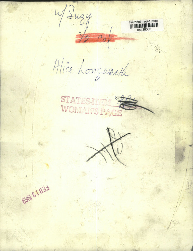 1969 Press Photo Alice Roosevelt Longworth, 85th birthday - noo39300