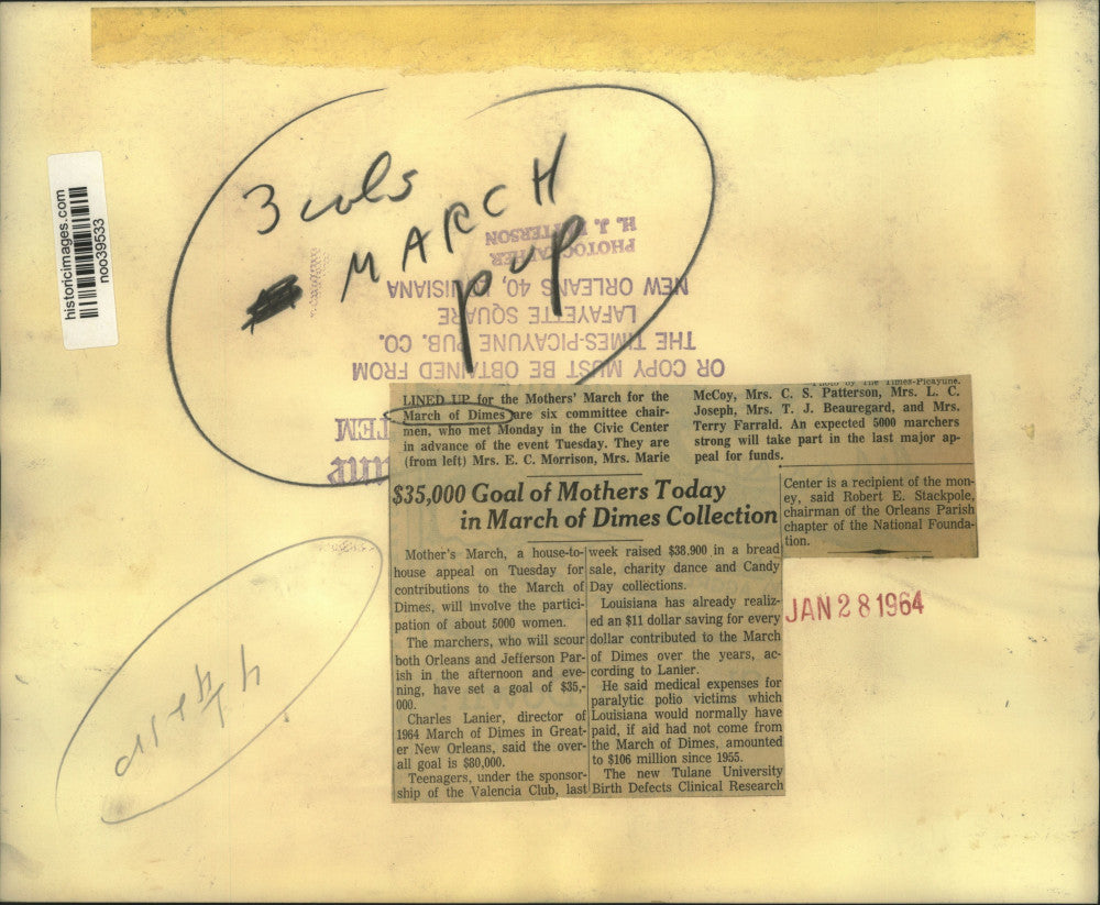 1964 Press Photo Lined Up for the Mother's March for the March of Dimes