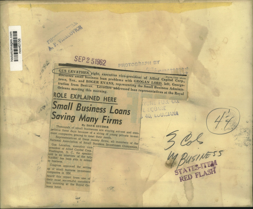 1962 Press Photo Gus Levathes & small business meeting attendees - noo40156