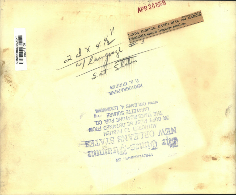 1960 Press Photo Linda Ingolia, David Diaz, Marcia Chalona- Language Problems