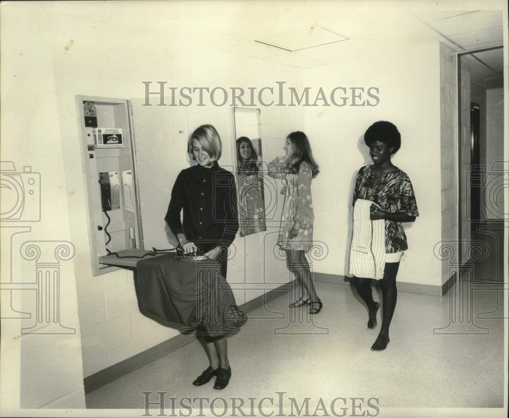 1969 Press Photo Coin Operated Irons and ironing boards at LSUNO dormitories