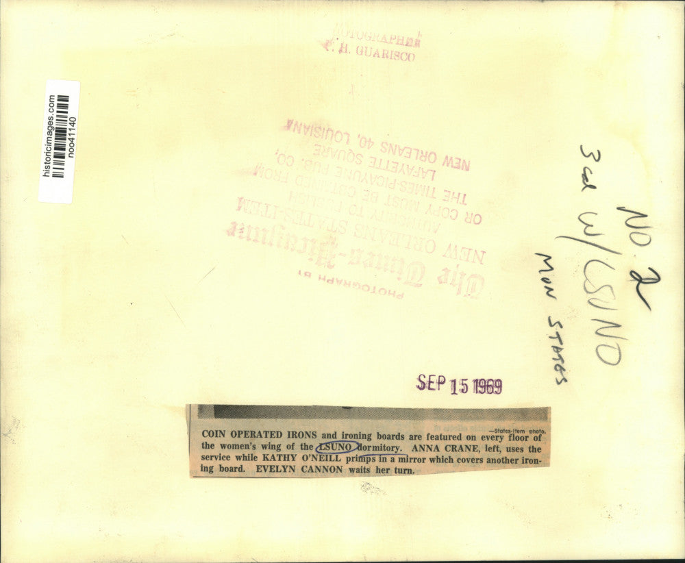 1969 Press Photo Coin Operated Irons and ironing boards at LSUNO dormitories