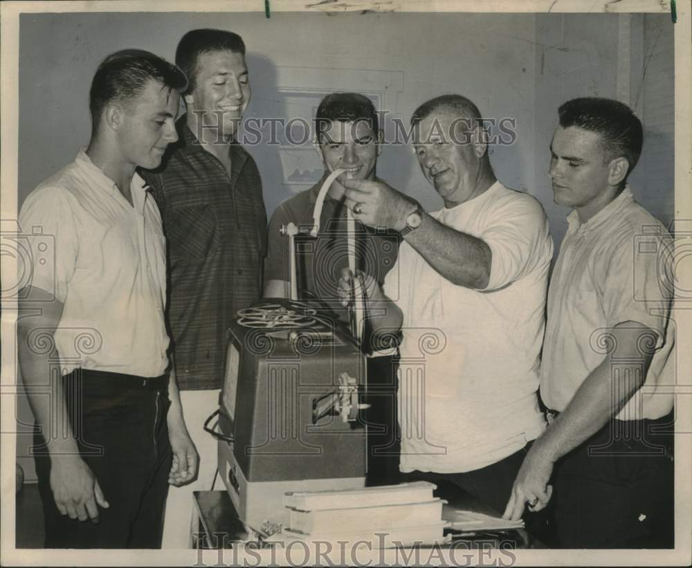 1964 Press Photo Coach Joe Keller with Reserve High School Football team