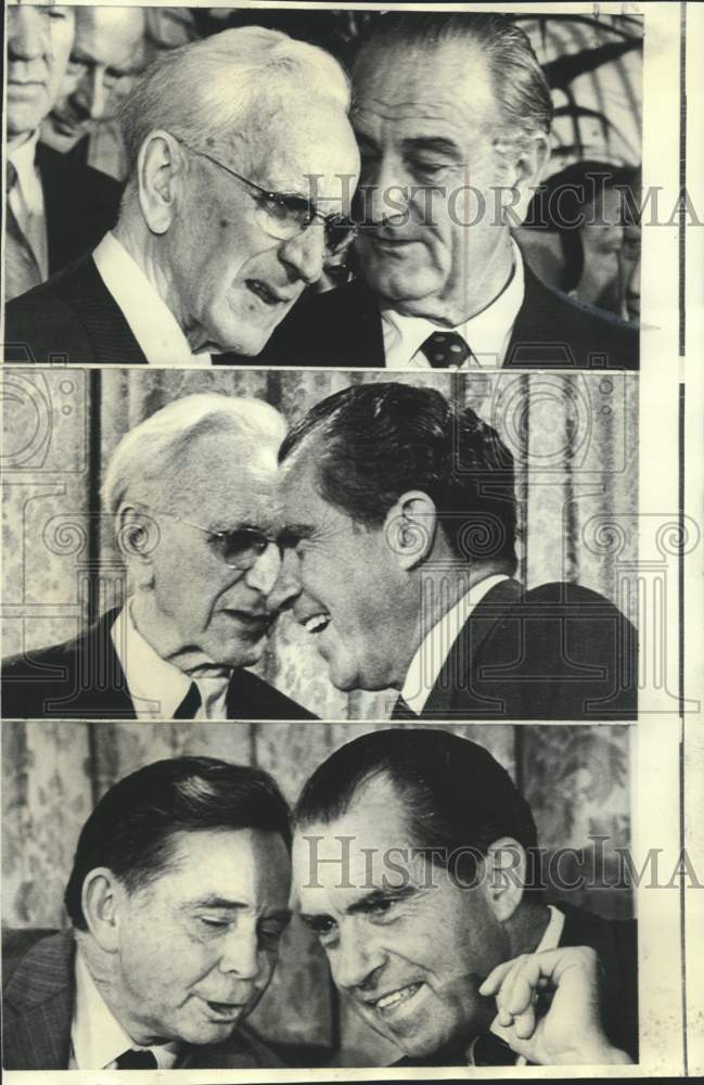 1970 Press Photo John McCormack with Presidents Lyndon Johnson &amp; Richard Nixon- Historic Images