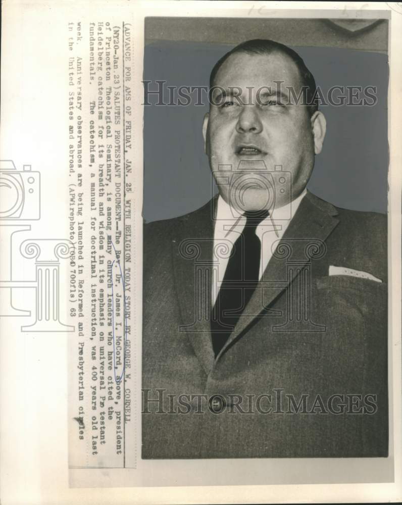 1963 Press Photo Dr. James McCord, president of Princeton Theological Seminary