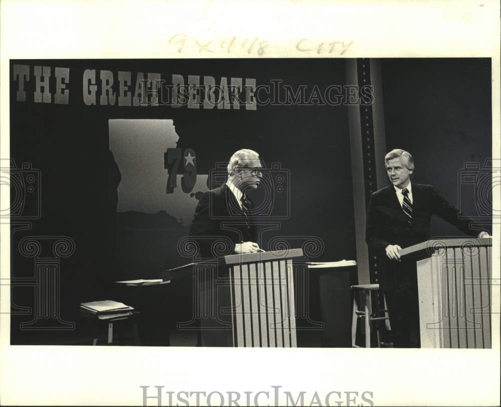 1979 Press Photo Gubernatorial Candidates Debate- Dave Treen and Louis Lambert- Historic Images