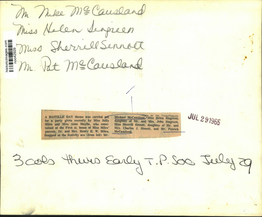 1965 Press Photo Bastille Day Party Goers at Dr. & Mrs. Henry Miles Home