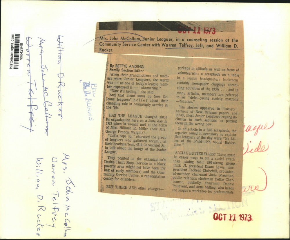 1973 Press Photo New Orleans Junior League Counseling Session - noo42949