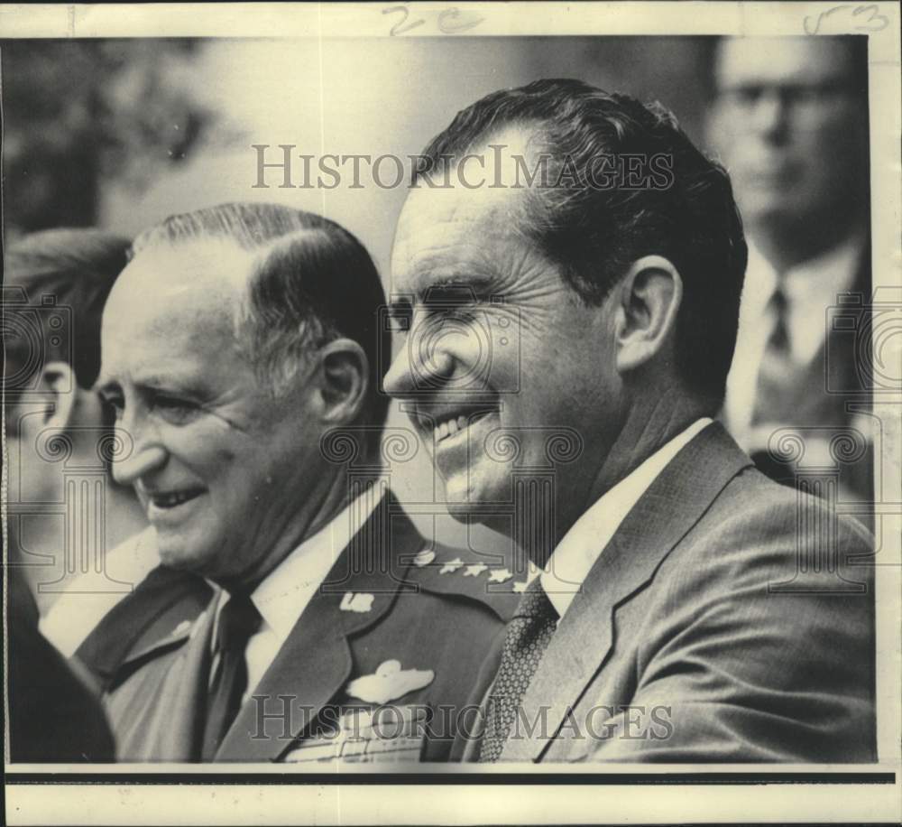 1969 Press Photo President Nixon and General John P. McConnell at White House- Historic Images