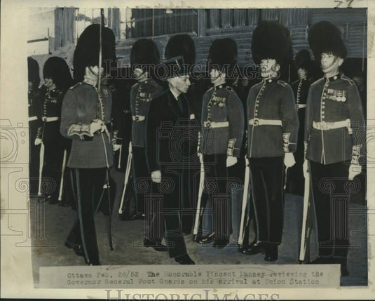 1952 Press Photo Vincent Massey, Canada's new governor-general in Ottawa