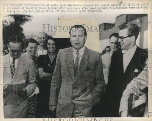 1950 Press Photo Soviet delegate Jacob Malik, United Nations Security Council- Historic Images