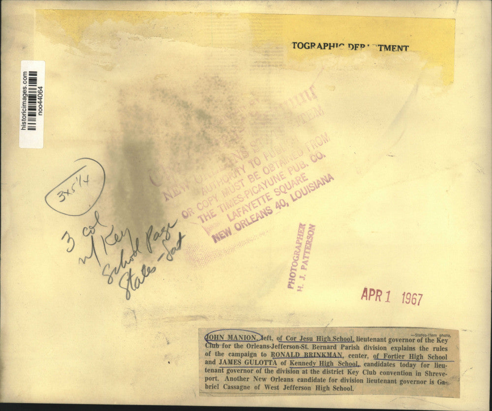 1967 Press Photo New Orleans area high school candidates for Key Club