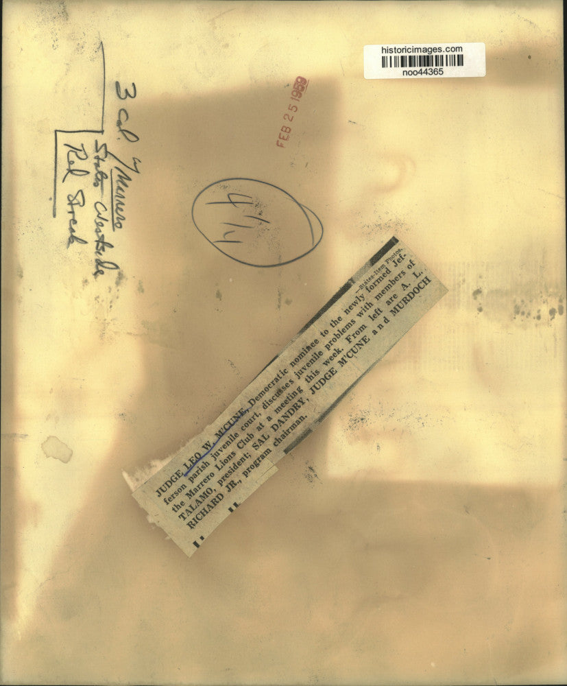 1959 Press Photo Judge Leo W. M'Cune talks with Marrero Lions Club ...