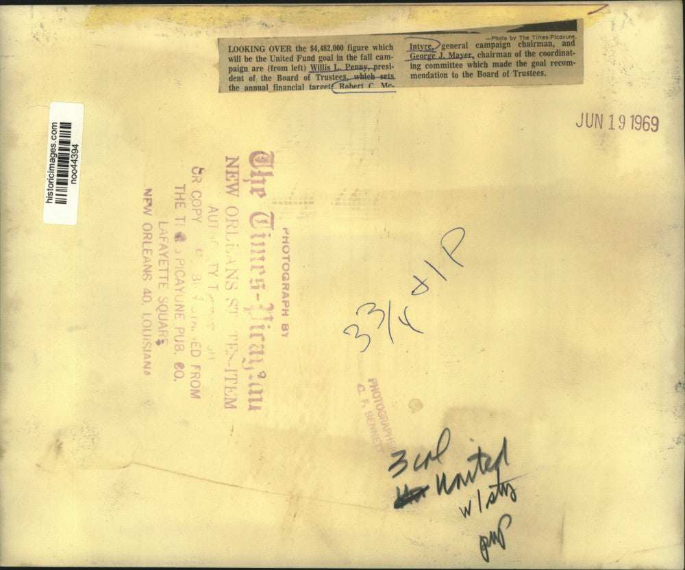 1969 Press Photo $4,482,000 figure for the United Fund goal in the fall campaign