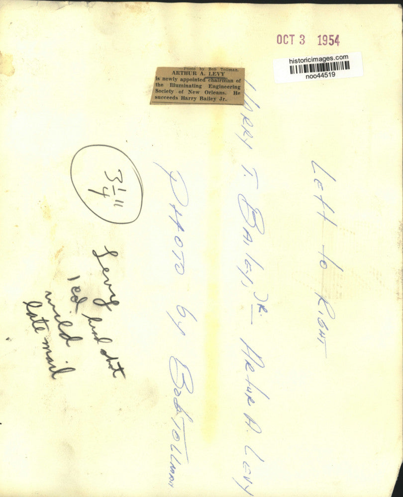 1954 Press Photo Arthur Levy & Harry Bailey Jr- Illuminating Engineering Society