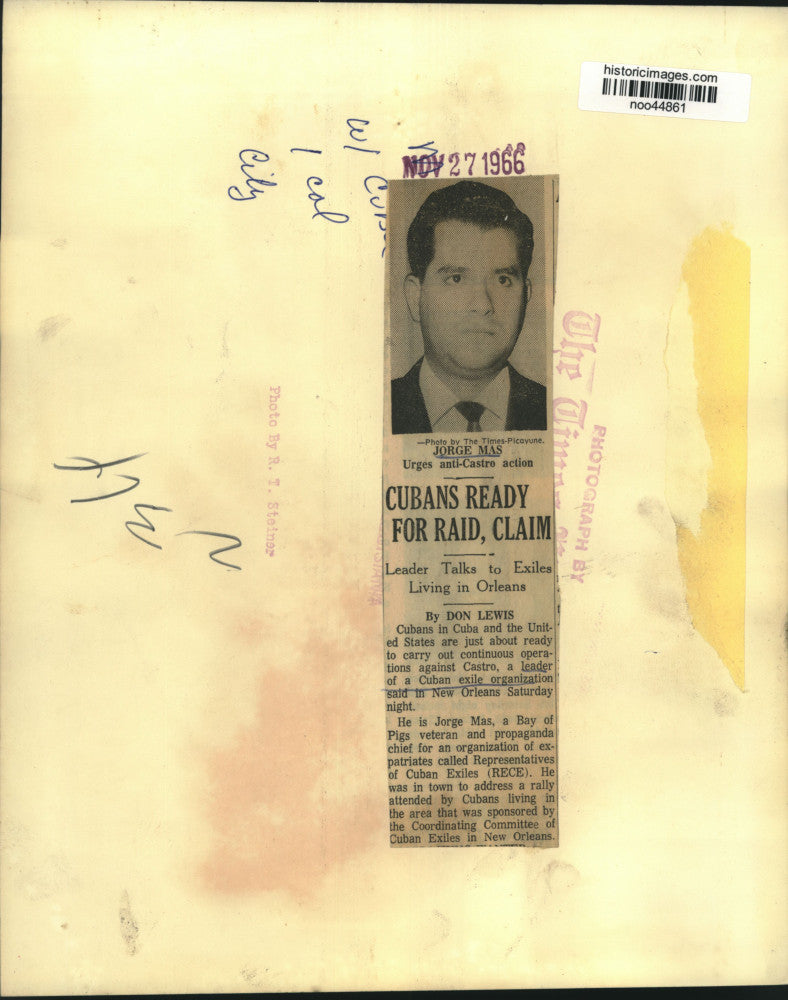 1966 Press Photo Jorge Mas, propaganda chief, Representatives of Cuban Exiles