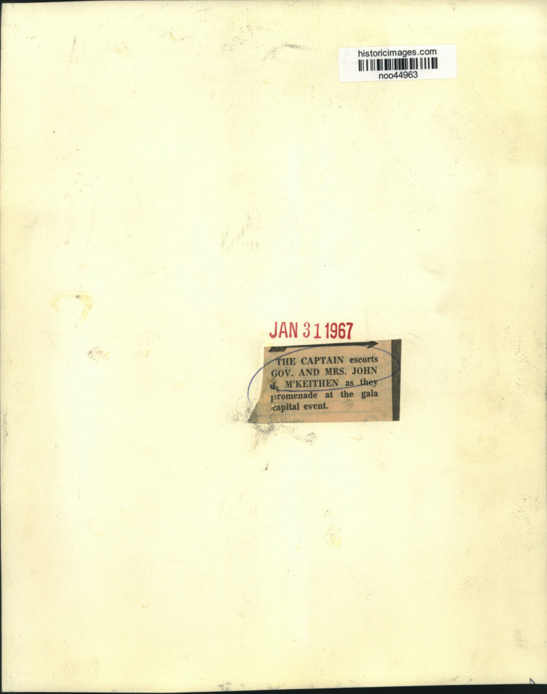 1967 Press Photo Captain escorts Governor & Mrs. John J. McKeithen, gala event