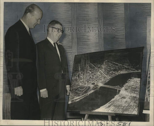 1967 Press Photo Dave Dixon, Senator Laurance Eustis- Aerial view of New Orleans