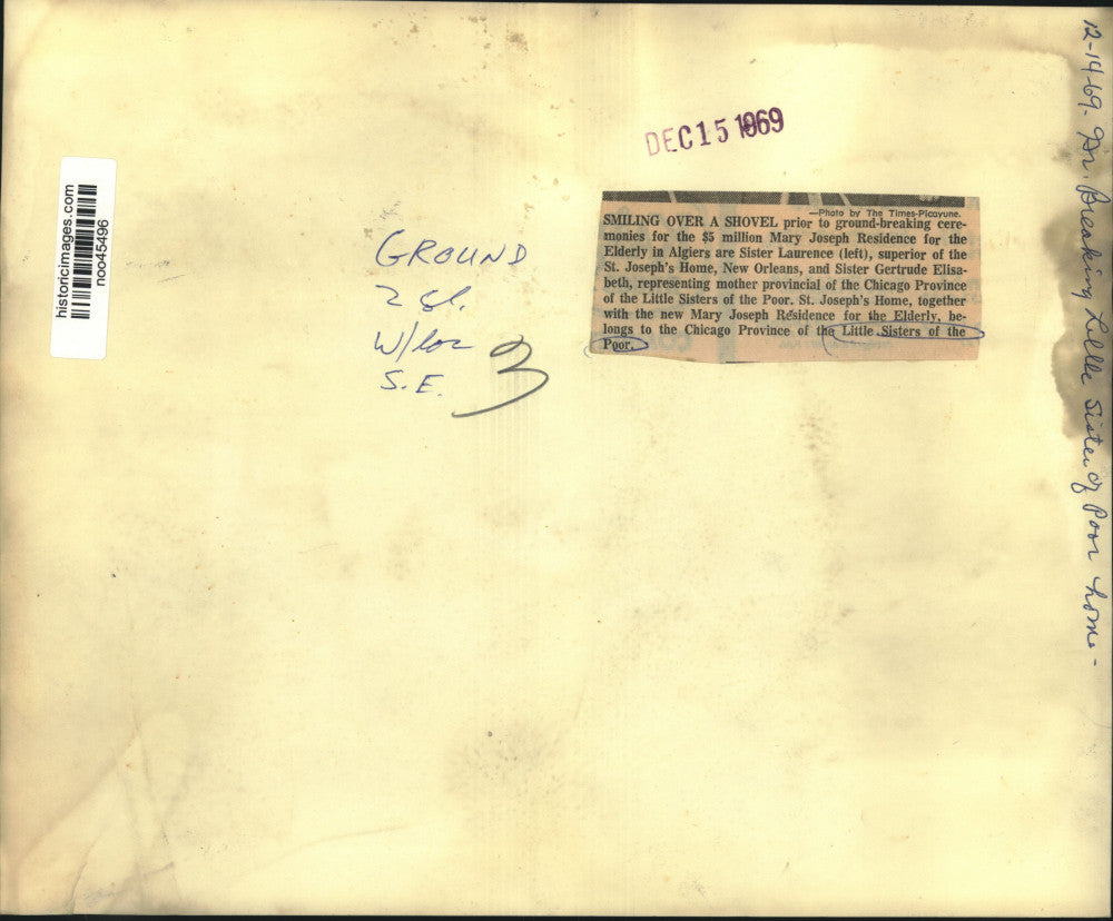 1969 Press Photo Sisters Laurence & Elizabeth-Mary Joseph Residence for Elderly