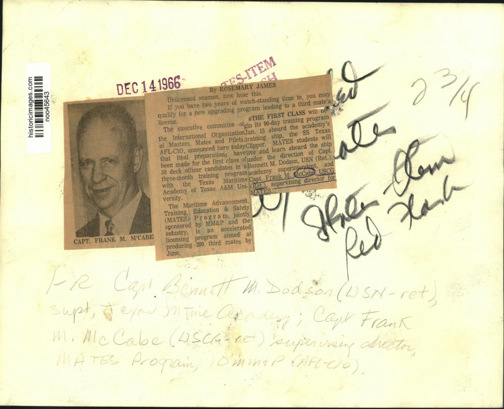 1966 Press Photo Teachers of training program for third mates licensing.