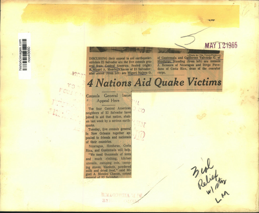 1965 Press Photo Consuls Generals from Central America aid El Salvador
