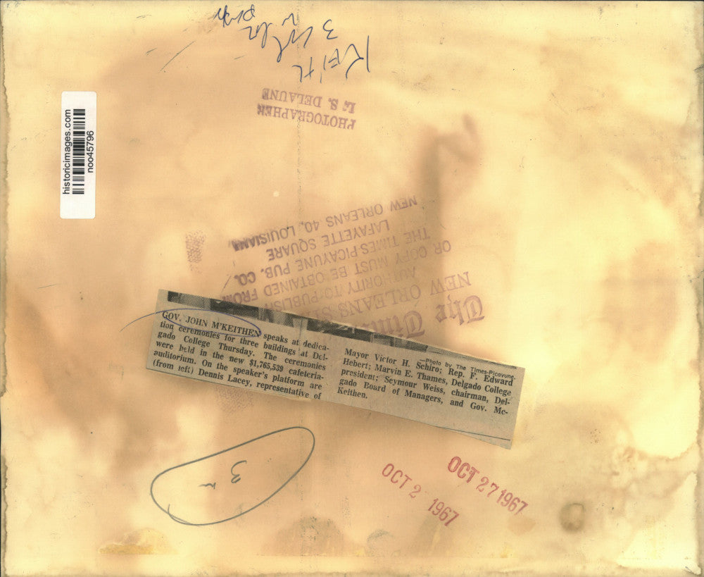 1967 Press Photo Governor John McKeithen speaks at Delgado College dedication