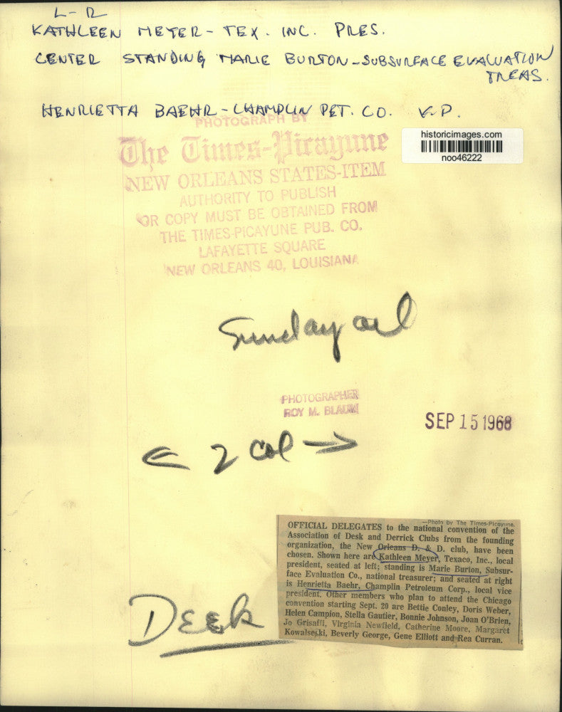 1968 Press Photo Association of Desk and Derrick Clubs Official delegates