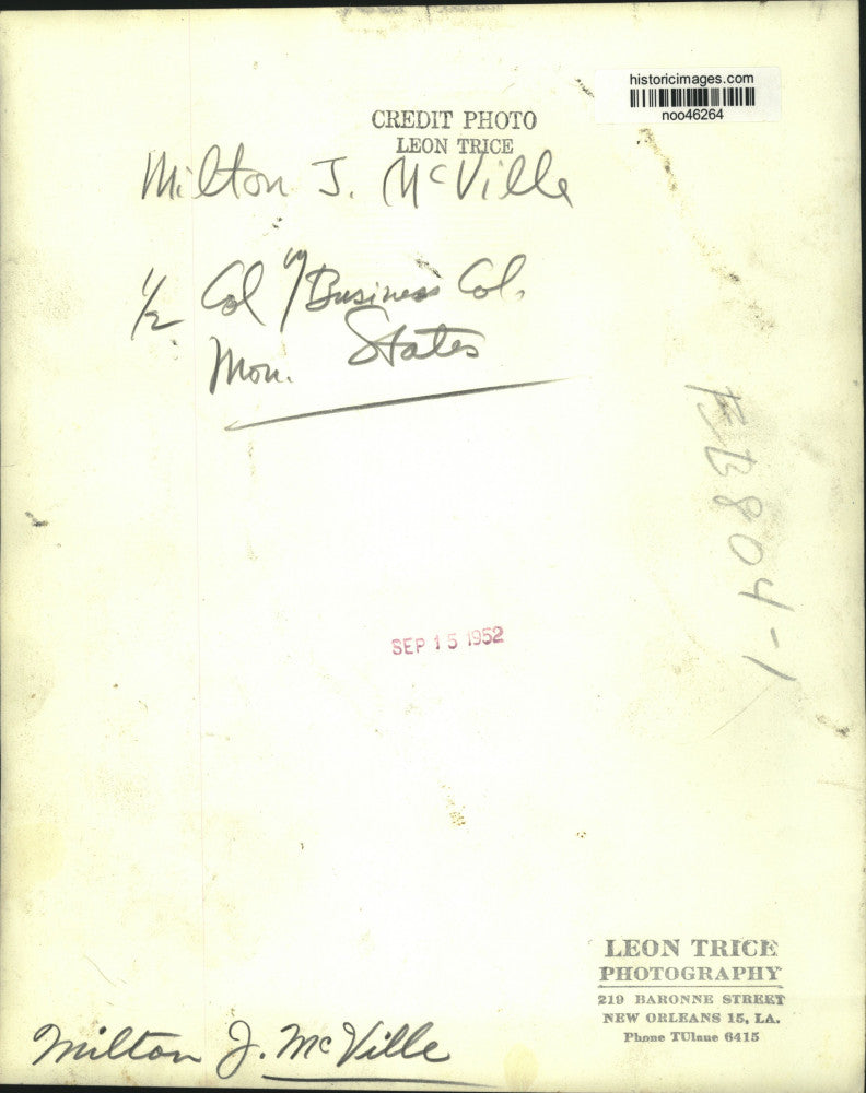 1952 Press Photo Milton J. McVille - noo46264