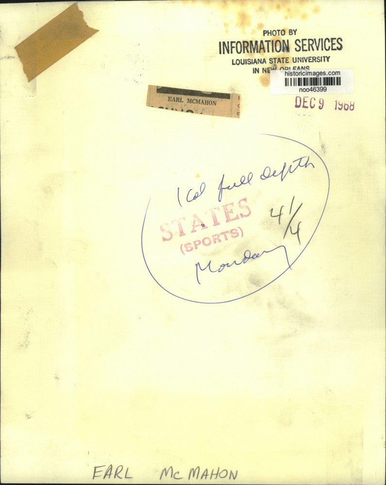 1968 Press Photo Basketball player Earl McMahon - noo46399