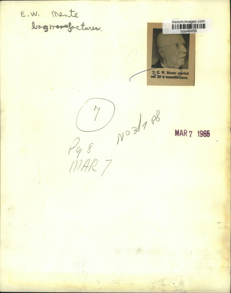Load image into Gallery viewer, 1965 Press Photo E.W. Mente started out as a manufacturer - noo46456
