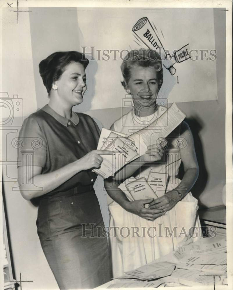 Load image into Gallery viewer, 1964 Press Photo Mrs. Jack Minor &amp; Mrs. Robert Johnson- League of Women's Voters

