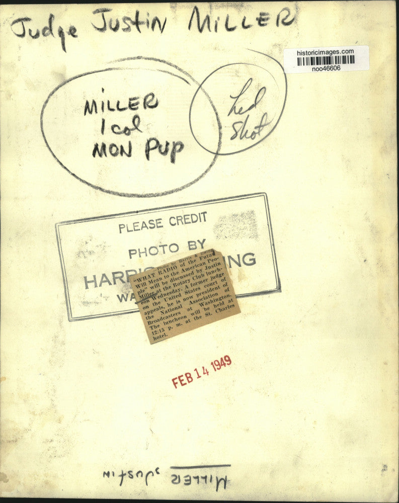 1949 Press Photo Judge Justin Miller of National Association of Broadcasters