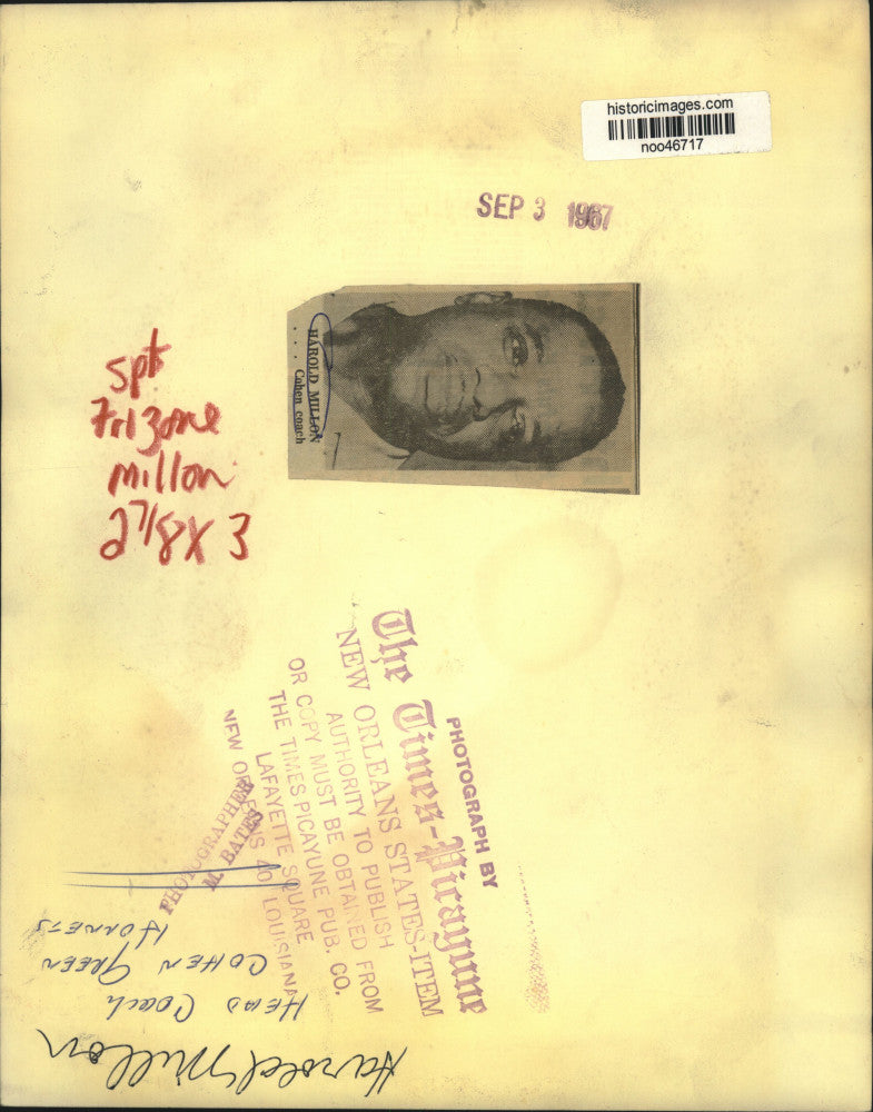 1967 Press Photo Harold Milton, Head Coach of Cohen Green Hornets - noo46717