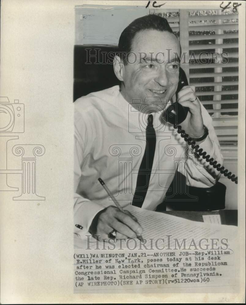 1960 Press Photo Representative William E. Miller of New York in his office