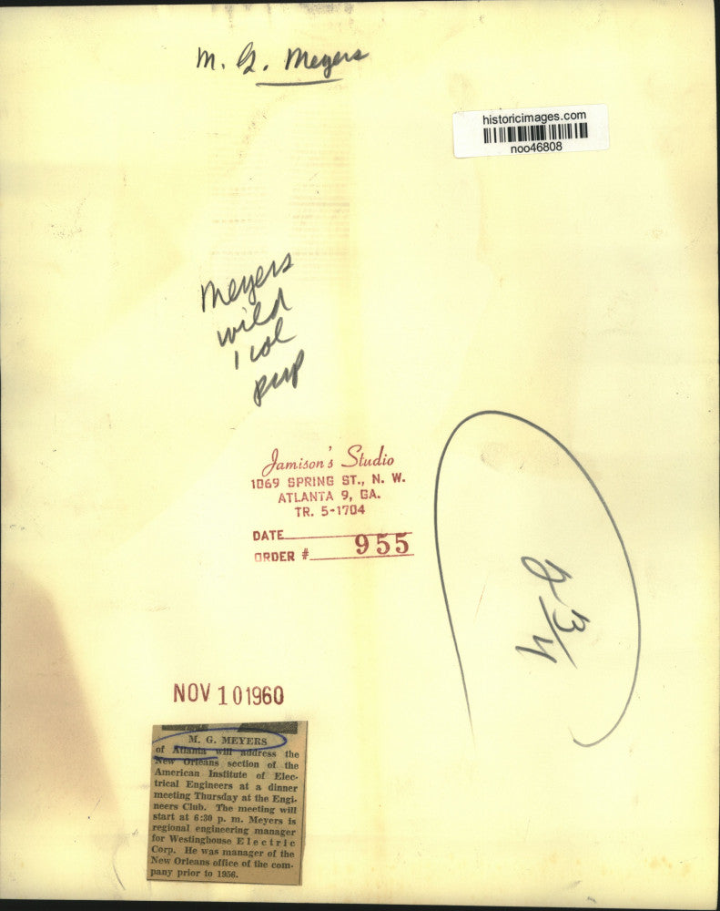 1960 Press Photo M.G. Meyers, American Institute of Electrical Engineers meeting