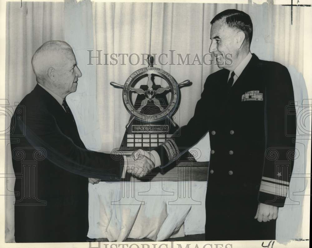 1964 Press Photo Rear Admiral Charles Lyman Honored by Vice-Adm. Felix Johnson- Historic Images