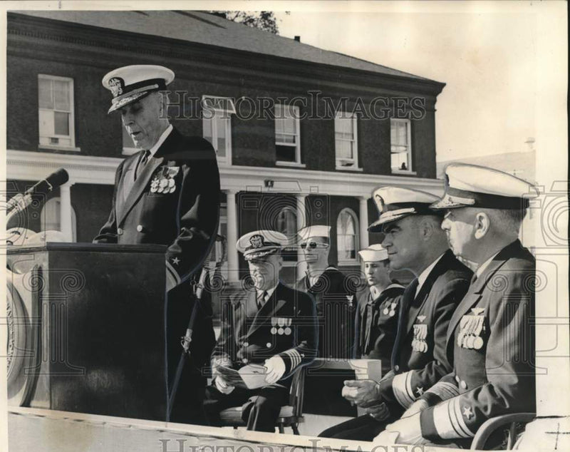 Load image into Gallery viewer, 1965 Press Photo Rear Admiral Charles H. Lyman III at Algiers Naval Station
