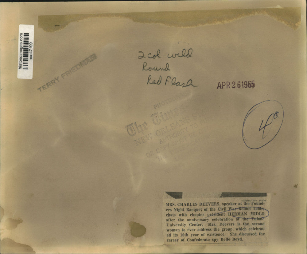 1965 Press Photo Speakers at Founders Night Banquet of the Civil War Round Table