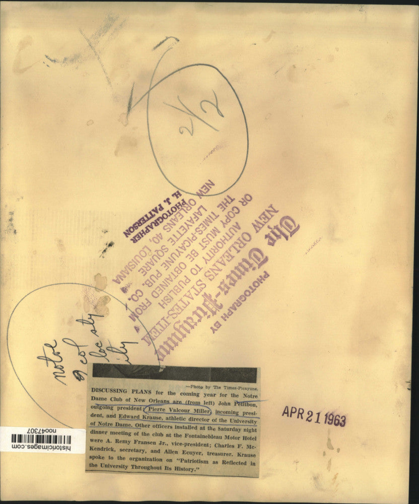 1963 Press Photo Notre Dame Club of New Orleans Officers at New Orleans Dinner