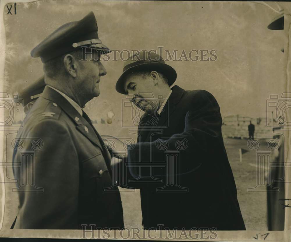 1963 Press Photo Col. Peter Miller Jr. Awarded Legion of Merit by Norman S. Paul- Historic Images